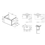 Furniture base with washbasin 60x44x37,5 material: Wood composite 1 basin wall mounted, color: Wood Oak Cabinets with wash basin Furniture base with washbasin 60x44x37,5 material: Wood composite 1 basin wall mounted, color: Wood Oak Cabinets with wash basin