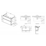 Furniture base with washbasin 80x44x54,5 material: Lacquer 1 basin wall mounted, color: Grey Cabinets with wash basin