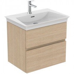 Βάση επίπλου με νιπτήρα 60x44x54,5 από ξύλο συνθετικό επίτοιχου τύπου με 1 νιπτήρα με 2 συρτάρια, White Oak, χρώμα: Ξύλο Δρυς Βάσεις επίπλου με νιπτήρα