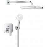 Shower tap and overhead shower Wall-mounted concealed - external part material: Brass Tempesta 250 Cube, color: Chrome surface: Glossy Wall-mounted with overhead shower
