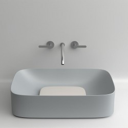Νιπτήρας ελευθέρας τοποθέτησης 60,3x38,3x15 από πορσελάνη χωρίς οπή  χωρίς υπερχείλιση Tempesta Matt με βαλβίδα Bianco Matt, χρώμα: Γκρι επιφάνεια: Ματ Ελευθέρας τοποθέτησης