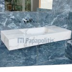 Πάγκος μπάνιου με νιπτήρα 120x50x15 από γρανίτη gres porcell.smaltato επιφάνεια: Γυαλιστερή με 1 νιπτήρα Glossy χωρίς οπή, χρώμα: Λευκό/Γκρι Νιπτηροπάγκοι