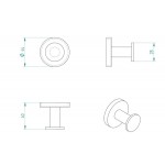 Άγκιστρο από ορείχαλκο μονό με ροζέτα, Graphite Grey, χρώμα: Γκρι επιφάνεια: Ματ Άγκιστρα