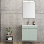 Έπιπλο μπάνιου κομπλέ με νιπτήρα, 59x39x60 από ξύλο συνθετικό επίτοιχου τύπου χρώμα 8100, χρώμα: Πράσινο Έπιπλα μπάνιου κομπλέ