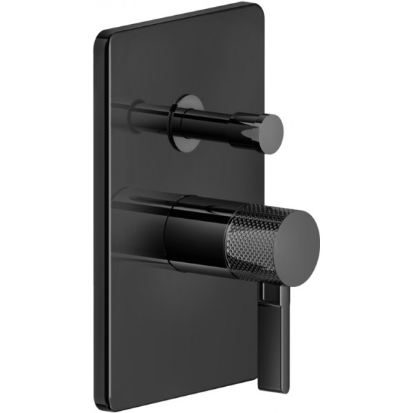 Shower tap Wall-mounted external part 2 way material: Brass mixer With plate without hand shower, hose and holder, color: Black surface: Glossy Wall-mounted - external part