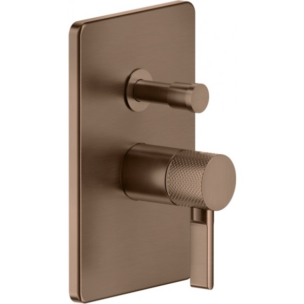 Shower tap Wall-mounted external part 2 way material: Brass mixer With plate without hand shower, hose and holder, color: Bronze surface: Brushed Wall-mounted - external part