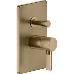 Shower tap Wall-mounted external part 2 way material: Brass mixer With plate without hand shower, hose and holder Warm Bronze Brushed PVD, color: Bronze surface: Brushed Wall-mounted - external part