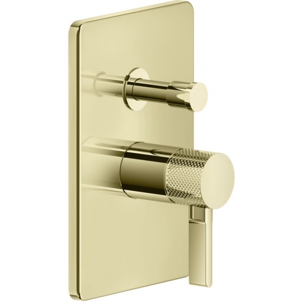 Shower tap Wall-mounted external part 2 way material: Brass mixer With plate without hand shower, hose and holder, color: Gold surface: Glossy Wall-mounted - external part
