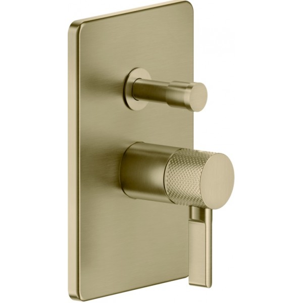 Shower tap Wall-mounted external part 2 way material: Brass mixer With plate without hand shower, hose and holder, color: Gold surface: Brushed Wall-mounted - external part