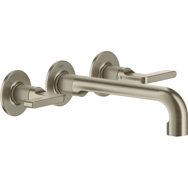 Wash basin tap Wall-mounted - external part 3 holes dual-level Without waste, color: Chrome Finox Brushed Nickel material: Brass surface: Brushed Wall-mounted - external part