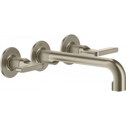 Wash basin tap Wall-mounted - external part 3 holes dual-level Without waste, color: Chrome Finox Brushed Nickel material: Brass surface: Brushed Wall-mounted - external part