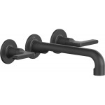 Wash basin tap Wall-mounted - external part 3 holes dual-level Without waste, color: Black material: Brass surface: Matt Wall-mounted - external part
