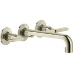 Wash basin tap Wall-mounted - external part 3 holes dual-level Without waste, color: Chrome material: Brass surface: Glossy Wall-mounted - external part