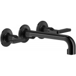 Wash basin tap Wall-mounted - external part 3 holes dual-level Without waste, color: Black material: Brass surface: Glossy Wall-mounted - external part