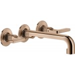 Wash basin tap Wall-mounted - external part 3 holes dual-level Without waste, color: Bronze material: Brass surface: Glossy Wall-mounted - external part