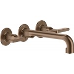 Wash basin tap Wall-mounted - external part 3 holes dual-level Without waste, color: Bronze material: Brass surface: Brushed Wall-mounted - external part