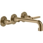 Wash basin tap Wall-mounted - external part 3 holes dual-level Without waste, color: Bronze material: Brass surface: Brushed Wall-mounted - external part