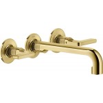 Wash basin tap Wall-mounted - external part 3 holes dual-level Without waste, color: Gold material: Brass surface: Glossy Wall-mounted - external part