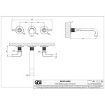Wash basin tap Wall-mounted - external part 3 holes dual-level Without waste, color: Bronze material: Brass surface: Brushed Wall-mounted - external part