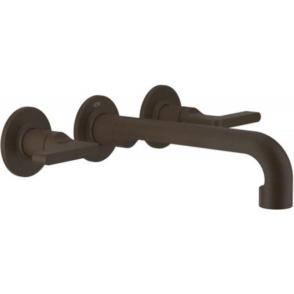 Wash basin tap Wall-mounted - external part 3 holes dual-level Without waste, color: Bronze material: Brass surface: Brushed Wall-mounted - external part