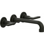 Wash basin tap Wall-mounted - external part 3 holes dual-level Without waste, color: Bronze material: Brass surface: Brushed Wall-mounted - external part