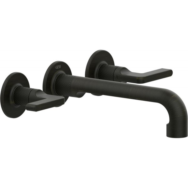Wash basin tap Wall-mounted - external part 3 holes dual-level Without waste, color: Bronze material: Brass surface: Brushed Wall-mounted - external part