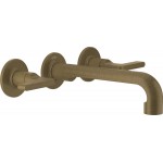 Wash basin tap Wall-mounted - external part 3 holes dual-level Without waste, color: Bronze material: Brass surface: Brushed Wall-mounted - external part