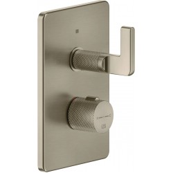 Shower tap Wall-mounted external part 2 way material: Brass thermostatic With plate without hand shower, hose and holder, color: Chrome surface: Brushed Wall-mounted - external part