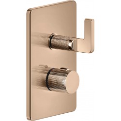 Μπαταρία ντουζιέρας εντοιχιζόμενη εξωτερικό μέρος 2 εξόδων από ορείχαλκο θερμοστατική με πλακέτα Copper PVD, χρώμα: Ροζ Χρυσό επιφάνεια: Γυαλιστερή Εντοιχιζόμενες εξωτερικό μέρος