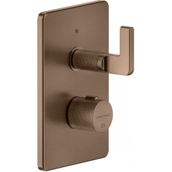 Shower tap Wall-mounted external part 2 way material: Brass thermostatic With plate without hand shower, hose and holder, color: Bronze surface: Brushed Wall-mounted - external part