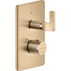 Shower tap Wall-mounted external part 2 way material: Brass thermostatic With plate without hand shower, hose and holder, color: Bronze surface: Glossy Wall-mounted - external part