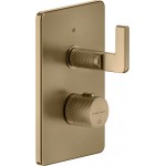 Shower tap Wall-mounted external part 2 way material: Brass thermostatic With plate without hand shower, hose and holder, color: Bronze surface: Brushed Wall-mounted - external part