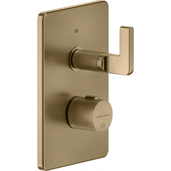 Shower tap Wall-mounted external part 2 way material: Brass thermostatic With plate without hand shower, hose and holder, color: Bronze surface: Brushed Wall-mounted - external part