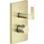 Shower tap Wall-mounted external part 2 way material: Brass thermostatic With plate without hand shower, hose and holder, color: Gold surface: Glossy