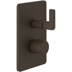 Shower tap Wall-mounted external part 2 way material: Brass thermostatic With plate without hand shower, hose and holder, color: Bronze surface: Brushed Wall-mounted - external part