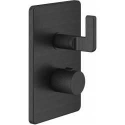 Shower tap Wall-mounted external part 2 way material: Brass thermostatic With plate without hand shower, hose and holder, color: Bronze surface: Brushed Wall-mounted - external part