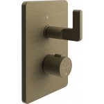 Shower tap Wall-mounted external part 2 way material: Brass thermostatic With plate without hand shower, hose and holder, color: Bronze surface: Brushed Wall-mounted - external part