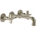 Wash basin tap Wall-mounted - external part 3 holes dual-level Without waste, color: Chrome Finox Brushed Nickel material: Brass surface: Brushed Wall-mounted - external part