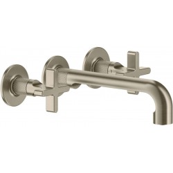 Wash basin tap Wall-mounted - external part 3 holes dual-level Without waste, color: Chrome Finox Brushed Nickel material: Brass surface: Brushed Wall-mounted - external part