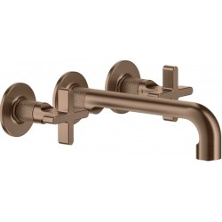 Wash basin tap Wall-mounted - external part 3 holes dual-level Without waste, color: Bronze material: Brass surface: Brushed Wall-mounted - external part