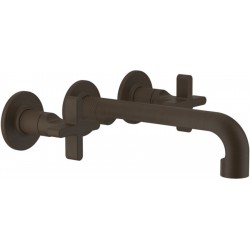 Wash basin tap Wall-mounted - external part 3 holes dual-level Without waste, color: Bronze material: Brass surface: Brushed Wall-mounted - external part