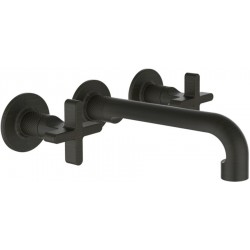 Wash basin tap Wall-mounted - external part 3 holes dual-level Without waste, color: Bronze material: Brass surface: Brushed Wall-mounted - external part