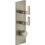 Shower tap Wall-mounted external part 2 way material: Brass thermostatic With plate with separate exits without hand shower, hose and holder Finox Brushed Nickel, color: Chrome surface: Brushed Wall-mounted - external part