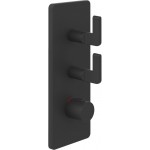Shower tap Wall-mounted external part 2 way material: Brass thermostatic With plate with separate exits without hand shower, hose and holder, color: Black surface: Matt Wall-mounted - external part