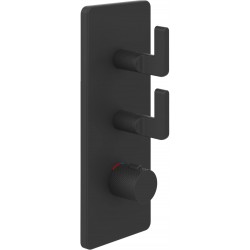 Shower tap Wall-mounted external part 2 way material: Brass thermostatic With plate with separate exits without hand shower, hose and holder, color: Black surface: Matt Wall-mounted - external part