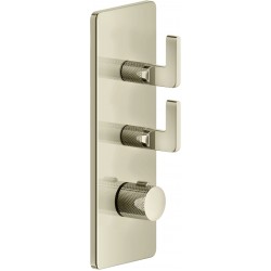 Shower tap Wall-mounted external part 2 way material: Brass thermostatic With plate with separate exits without hand shower, hose and holder, color: Chrome surface: Glossy Wall-mounted - external part