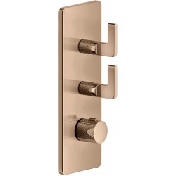 Shower tap Wall-mounted external part 2 way material: Brass thermostatic With plate with separate exits without hand shower, hose and holder, color: Pink Gold surface: Glossy Wall-mounted - external part
