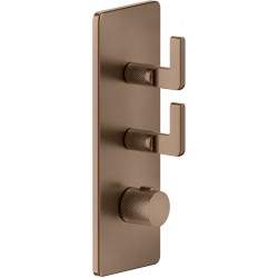 Shower tap Wall-mounted external part 2 way material: Brass thermostatic With plate with separate exits without hand shower, hose and holder, color: Bronze surface: Brushed Wall-mounted - external part