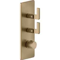 Shower tap Wall-mounted external part 2 way material: Brass thermostatic With plate with separate exits without hand shower, hose and holder Warm Bronze Brushed PVD, color: Bronze surface: Brushed Wall-mounted - external part