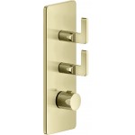 Shower tap Wall-mounted external part 2 way material: Brass thermostatic With plate with separate exits without hand shower, hose and holder, color: Gold surface: Glossy Wall-mounted - external part